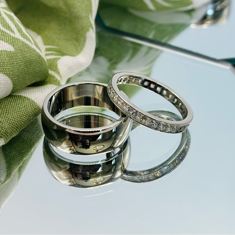 2 Stackable Silver Rings For Plus Size. Stainless… - image 1